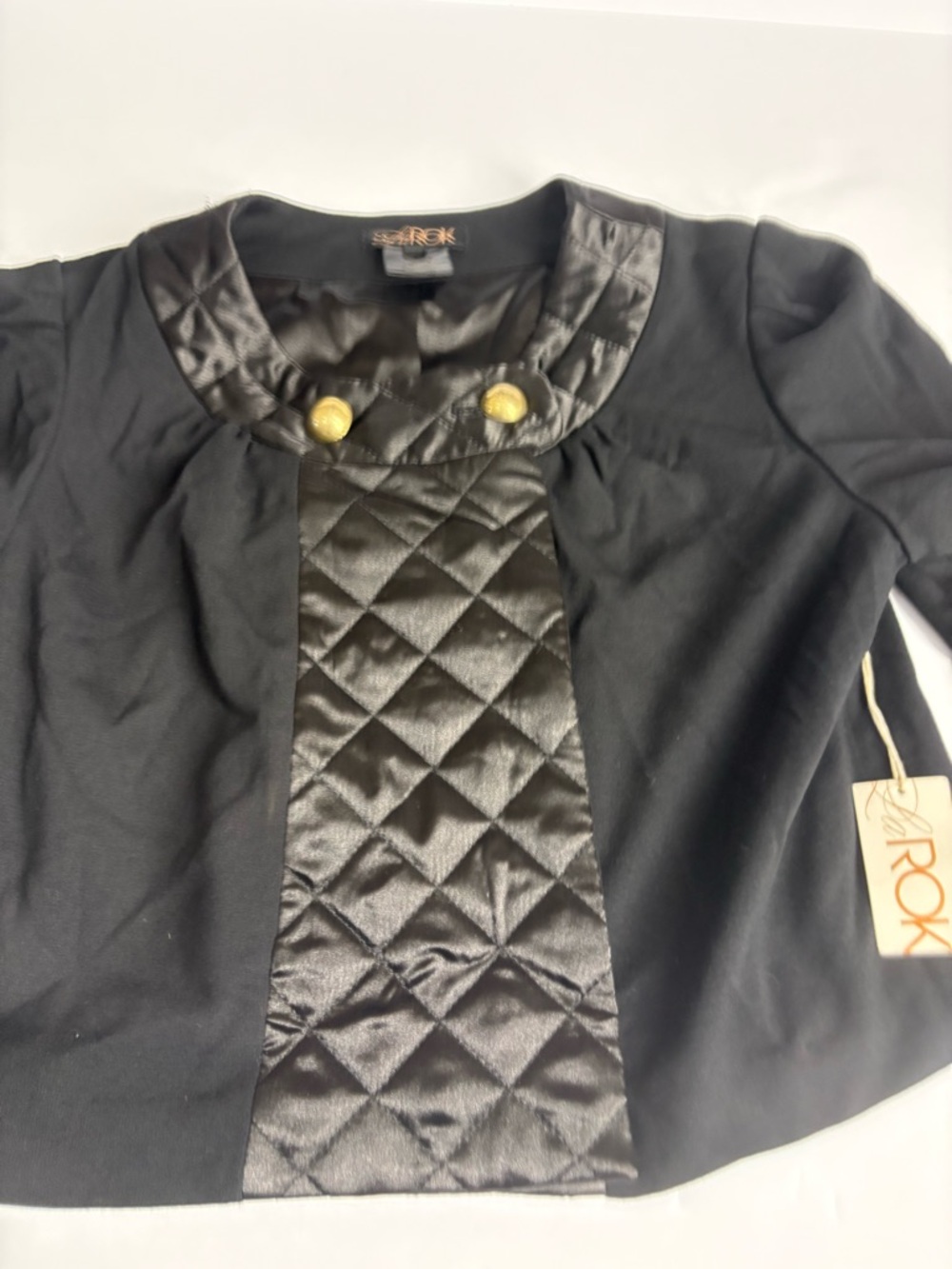 ROK Black Quilted Front Jacket with Gold Buttons